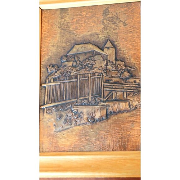 Embossed Brass Sheet Art Print Scene Mill in Colberg, Germany 10 1/4" x 14" - Picture 2 of 10